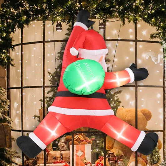 4.9 FT Lighted Christmas Inflatable Decoration, Inflatable Hanging Santa Claus With Gift Bag, Funny Blow Up Yard Decorations With Built-in LED Lights For Holiday Party Front Yard Lawn Garden Decor